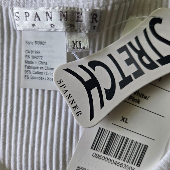NWT SPANNER White Ribbed Printed Tank Top XL - Picture 3 of 4